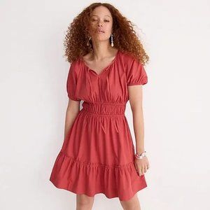 J. Crew Cinched-Waist Puff-Sleeve Mini Dress